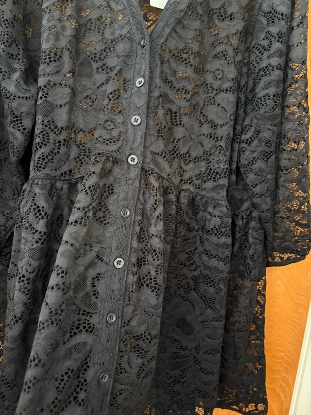 Torrid Black Floral Lace V-Neck Long Sleeve  button down tunic 3XL - Picture 6 of 9